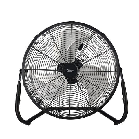 18-Inch High-Velocity Industrial Floor Fan with heavy-duty metal frame and aluminum blades, front view