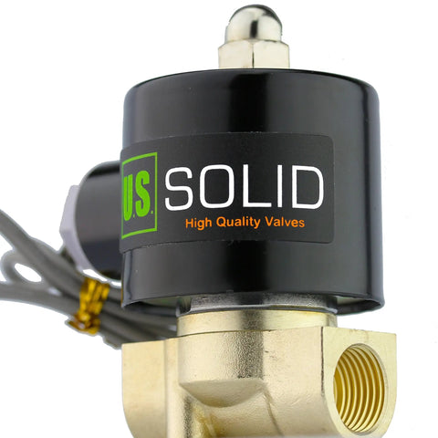 Close-up of Three Eighths Inch Brass Electric Solenoid Valve 12V DC Direct Acting Normally Closed For Air Gas Fuel With Viton Gasket
