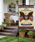 250th Anniversary Fourth Of July Garden Flag With Bald Eagle And American Flags Banner for yard porch patio lawn outdoor decor
