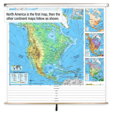 North America map from 7 Continent Advanced Physical Classroom Pull-Down Map Set For Grades 9 And Up With Colorful Elevation Ramps