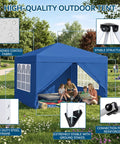 10x10 Auto Pop Up Canopy Tent With Weatherproof Sidewalls Instant Waterproof Sun Shade Gazebo in a park setting with family.