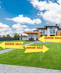 Garage Sale Sign With Stakes Waterproof Reusable Double Sided Arrow Signs 16x5 Inches Plastic Yard Sale Supplies Directional Arrows