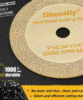 Must Have 2 Inch Diamond Cut Off Wheel Set With Quarter Inch Mandrel For Die Grinder Rotary Tool Includes 2 Cutoff Wheels