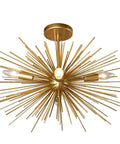 Gold Spike Sputnik Flush Mount Ceiling Light 20 Inch Mid Century Starburst Chandelier In Brass Plated Metal With Four E12 Sockets