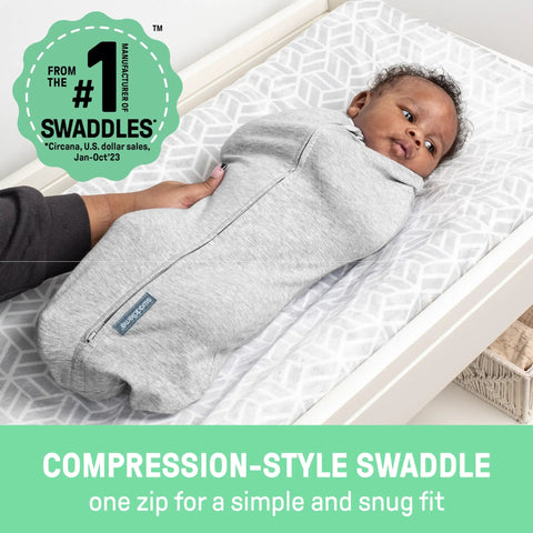 Newborn Compression Swaddle Pod With Two Way Zipper For Easy Diaper Changes Calms Startle Reflex And Improves Sleep in use