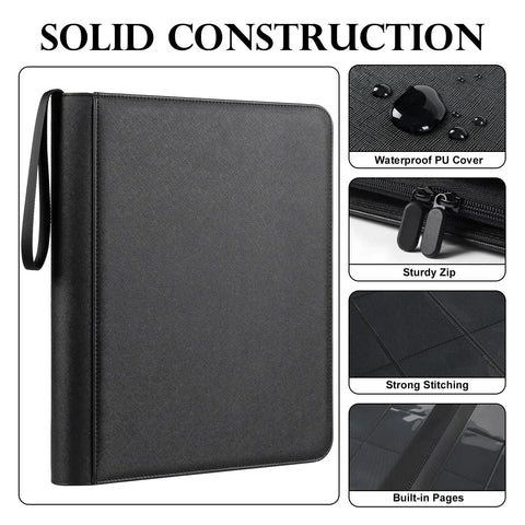 Premium PU Leather Top Loader Binder That Holds Up To 324 Cards With 18 Double Sided Pages And 9 Pockets Per Page Side Loading