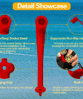 Must-Have Polymer Propeller Wrench Kit 1-1/16 Inch With Prop Stop Block, Lightweight Rustproof Red Plastic Boat Prop Tool diagram.