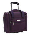 Underseat Carry-On Set 15 Inch Purple Roller Bag With USB Charging Port, Smooth Inline Skate Wheels, Durable 1680D Polyester Build