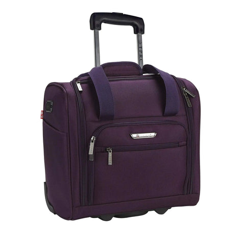 Underseat Carry-On Set 15 Inch Purple Roller Bag With USB Charging Port, Smooth Inline Skate Wheels, Durable 1680D Polyester Build