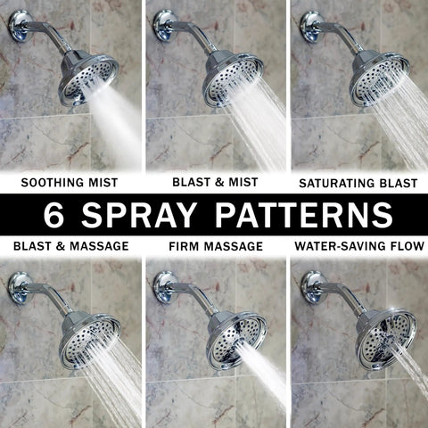 Massaging Rain Shower Head With Mist For Low Flow Homes High Pressure Boost 6 Spray Patterns Adjustable Massager