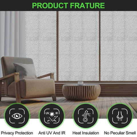 Double Bubble Reflective Insulation Roll 23.6 Inch By 10 Ft Aluminum Foil Wrap Thermal Shield Radiant Barrier shown on windows