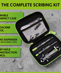 Heavy Duty Woodworking Scribe Tool Set With Deep Hole Marking Pen And Replacement Leads in durable carry case, featuring tools and leads.