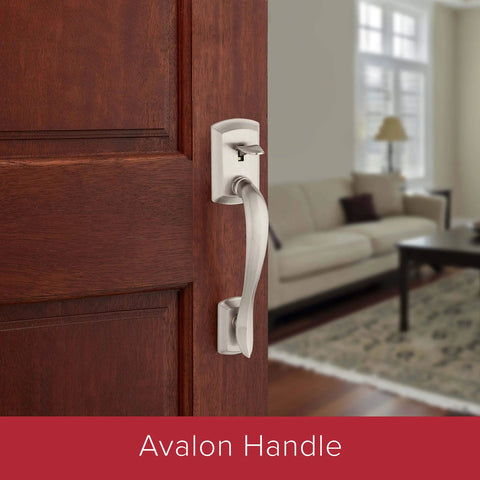 Avalon Front Door Handleset No Lock With Exterior Entry Lever And Reversible Interior Handle, Satin Nickel Finish