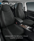 Sporty Carbon Fiber Look Front Seat Covers With Mesh Panels, Breathable Heavy Duty Polyester, Universal Fit Car Interior