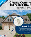 Heavy Duty Concentrated Concrete Cleaner That Kicks Stubborn Oil Stains Rust And Hard Water Deposits Right Out Works Smooth As Silk For Patios Driveways And Garage Floors One Gallon, showing stains on driveway.