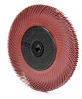 Radial Bristle Brush With Aluminum Oxide For A Clean Finish Deburring And Polishing At Six Thousand RPM, six inch diameter