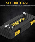 Beefy 32 Piece Hex Bit Socket Set With SAE And Metric Sockets in rugged storage case, secure latch visible