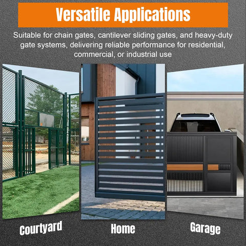 Versatile applications of Pack Of Four Nylon Sliding Gate Rollers Engineered For Heavy Duty Track Systems in courtyard, home, garage.
