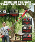 Person using Pole Saw For Milwaukee 18V Cordless 8 Inch Tree Trimmer Cutter With 16 Feet Reach And 26 Feet Per Second Cutting Speed