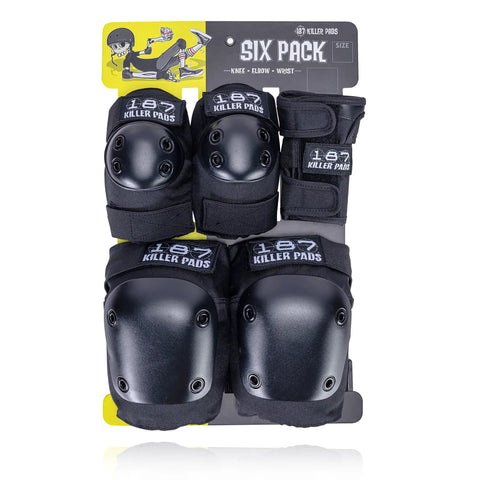 Six Pack Pad Set For Elbows Knees And Wrists Protective Gear For Skateboarding Roller Skating And Inline Skating Black Small Medium