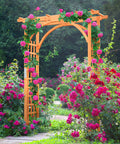 85 Inch Wooden Garden Arch Trellis For Climbing Plants, Outdoor Yard Arbor, Sturdy Brown Garden Entryway Stand For Vines And Flowers