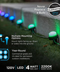 Lit Color Changing LED Landscape Path Lights Kit illuminating garden walkway with remote-controlled color options