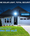 Front view of house illuminated by IP66 Waterproof Solar Street Lights With Motion Sensor And Remote, 6500K Dusk to Dawn Security Flood Lights