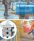 Echo PB2520 Leaf Blower Carburetor Replacement Kit with Spark Plug Air Filter Fuel Filter Primer Bulbs and Fuel Line shown in use