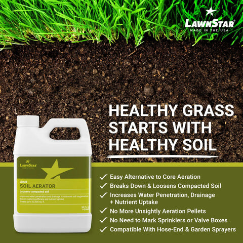 Liquid Lawn Aerator That Loosens Stubborn Soil, Improves Water Penetration And Drainage, Boosts Soil Oxygenation, 32 oz bottle