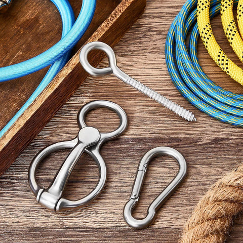 Two Sets Horse Tie Ring And Training Gear Pack With Quick Snaps, Eye Bolts, And Tie Rings Six Piece Safe Durable Horse Tack