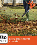3 In 1 Backpack Leaf Blower Vacuum Mulcher With PowerBoost 250 MPH Airflow And 400 CFM For Lawn Care being used on leaves