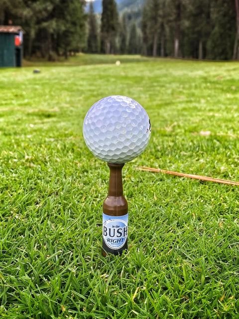 Beer Bottle Golf Tees Pack Of 6 For Golfers on green, virtually unbreakable recyclable plastic 3-1/4 inch tall