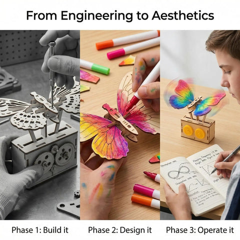 DIY Wooden Butterfly Gear Kit For STEM Learning And Physics Teaching Cool Hands On Classroom Demonstration Tool phases
