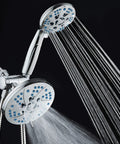 3 In 1 High Pressure Shower System With Rainfall And Handheld Heads, 48 Modes Of Water Flow, shown with flowing water