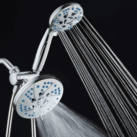 3 In 1 High Pressure Shower System With Rainfall And Handheld Heads, 48 Modes Of Water Flow, shown with flowing water