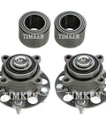 Front And Rear Wheel Bearings And Hubs Kit For Acura TSX And Honda Accord FWD Direct Fit With Timken Quality Bearings Includes Four Bearings
