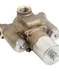 Top Shelf Solid Brass Temperature Control Valve Featuring Slick Finish And Smooth Operation With 1-1/4 Inch Inlet And 1-1/2 Outlet Made In Usa For Reliable Home Plumbing Repairs 7-700 close-up view