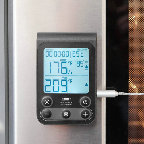 Dual Sensor Digital Oven Thermometer For Oven Grill And Smoker With Time To Ready Estimation And Programmable High Low Alarms