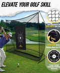 Heavy Duty Golf Practice Net 10x7ft With Noise Reducing Silk Target For Backyard Or Garage Setup Built To Last With Fiberglass Poles Withstand Heavy Shots Real Ball Compatible