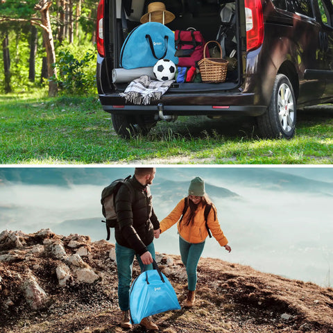 Folding Camping Table Lightweight Double Layer Round Table With 4 Cup Holders And Carry Bag Portable Beach Table for outdoor trip