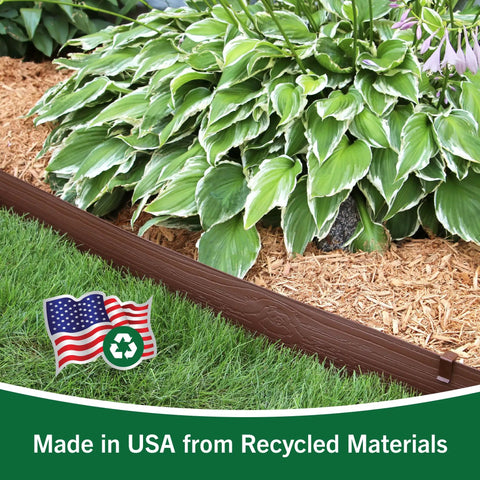 Durable Landscape Edging Coil For Lawn And Garden 40 Ft Long 4 In Tall Terrace Board Border With 10 Stakes in garden setting