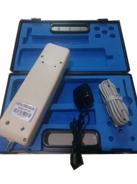 Handy Digital Force Gauge Push And Pull Meter With Inner Sensor 100N 10Kg 22Lb Three Units High Resolution Dynamometer RS232 Output Accurate About Half Percent Workhorse For Lab Workshop And DIY Testing in case with cable
