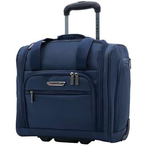 smart underseat carry-on with USB charging in navy