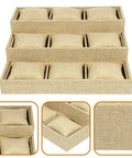Sleek Mens Watch Organizer And Jewelry Display Tray, Soft Linen Multi Grid Pad With Fluffy Cushion For Rings, Khaki Desk Storage Caddy You Gotta Grab Right Now, three-level design.