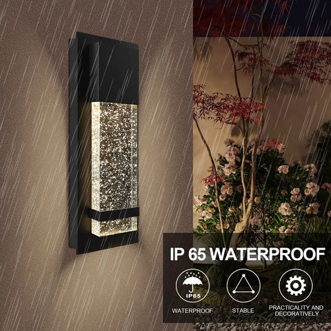 Modern Crystal Bubble Glass LED Wall Sconce Light 12W 3000K Cozy Warm White Dimmable Outdoor Indoor Wall Fixture in rain