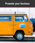 Yellow van with 'Speed Egg' graphics promoting business