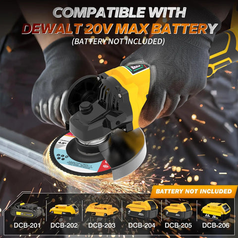 Cordless 4.5 Inch Angle Grinder With Brushless Motor And LED 3 Speed Settings 20V Max Battery Compatible No Battery Included