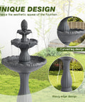 Three Tier Outdoor Waterfall Garden Fountain With Pump Large Resin Bubbler Cascade For Patio And Yard Decor Floor Standing Grey Finish