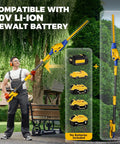Man using Cordless Pole Hedge Trimmer Bare Tool Only, 16 Inch Dual Action Blades, 8 Foot Reach With Extension Pole in garden