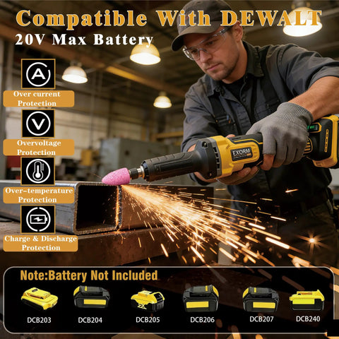 Built Like A Tank Cordless Die Grinder packs a brushless motor spinning at 26000 RPMs for knockout power working on metal.